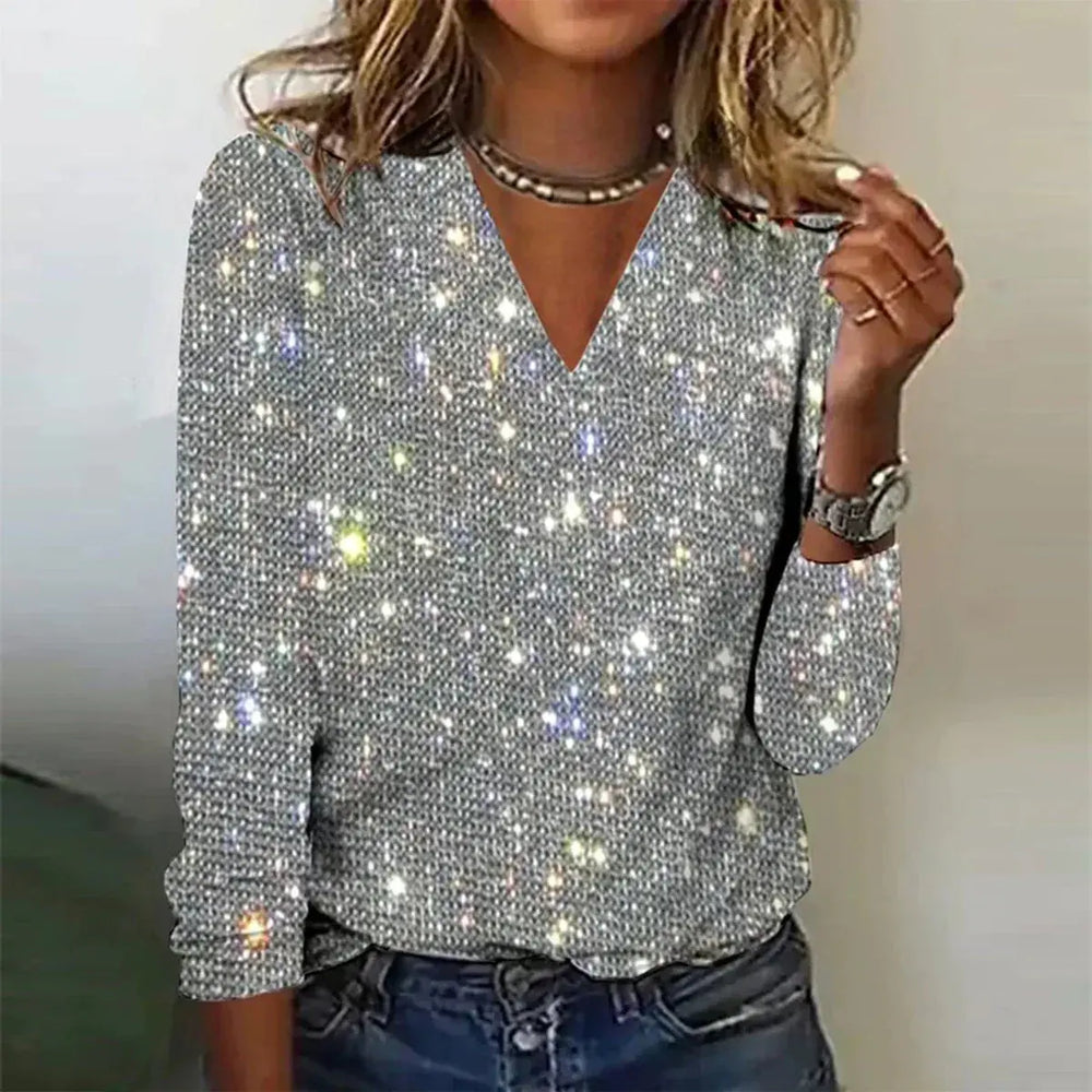 Scarlet Sparkle V-Neck Top Jasmine's Boutique Australia
