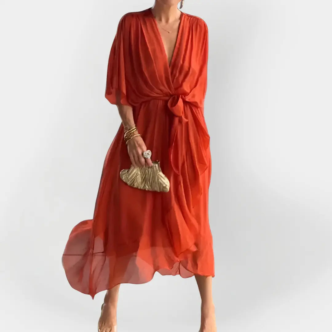 Chiffon Dress with V-Neck Jasmine's Boutique Australia