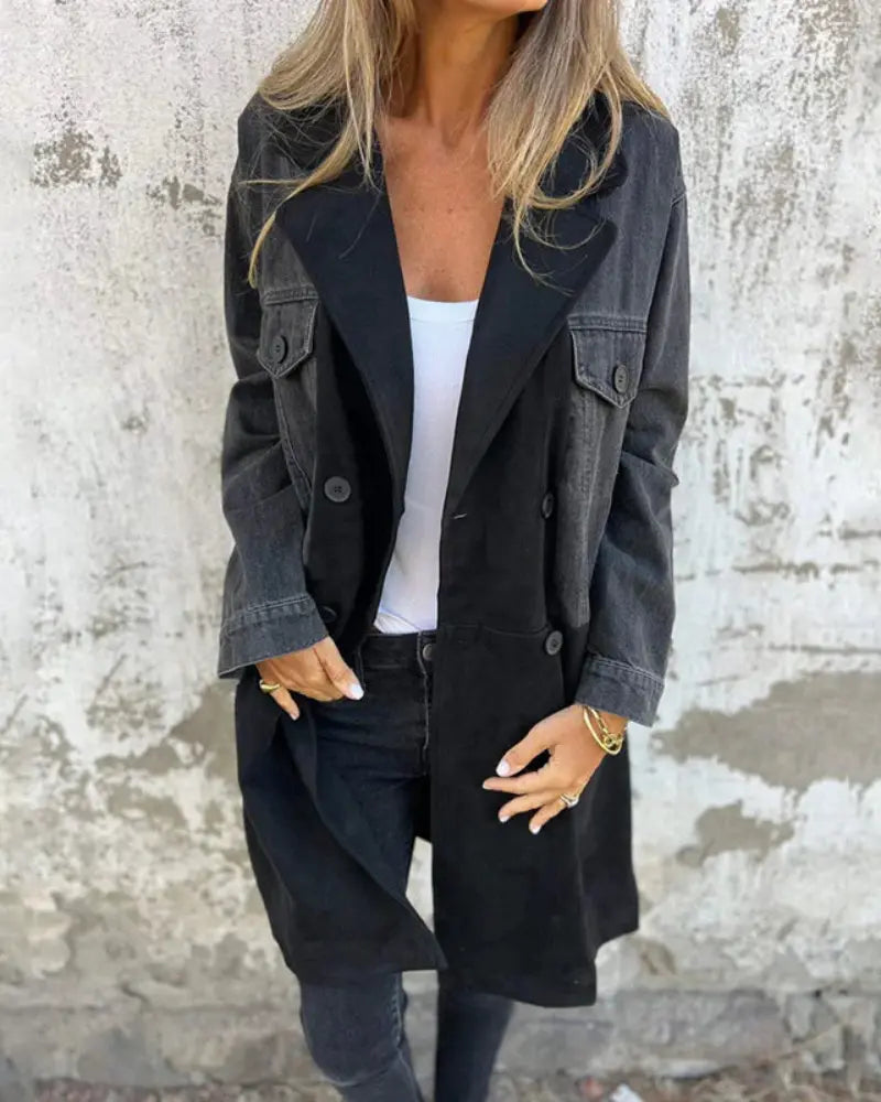 Urban Contrast Denim & Suede Trench Coat Jasmine's Boutique Australia