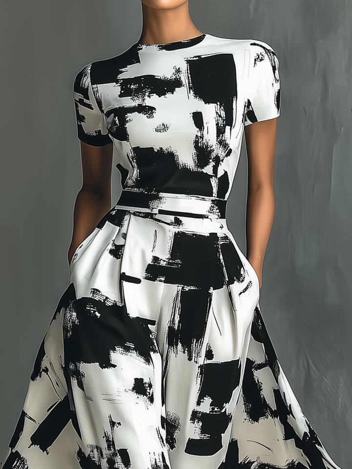 Maxi Dress with Short Sleeves and Abstract Print Jasmine's Boutique Australia