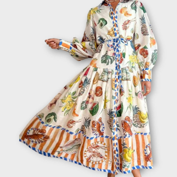 Maxi Dress with Belt & Puff Sleeves Jasmine's Boutique Australia