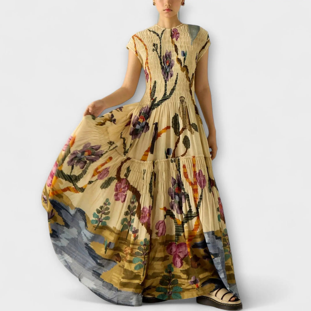 Pleated Printed Maxi Dress Jasmine's Boutique Australia