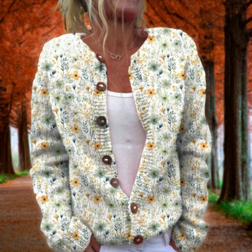 Michelle | Soft Autumn Cardigan  Liora Lane Boutique TOP White Floral / UK 18-20 (3XL) 34.95