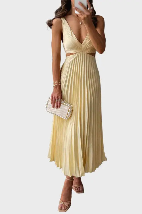 Sunshine Pleated Cut-Out Midi Dress Jasmine's Boutique Australia