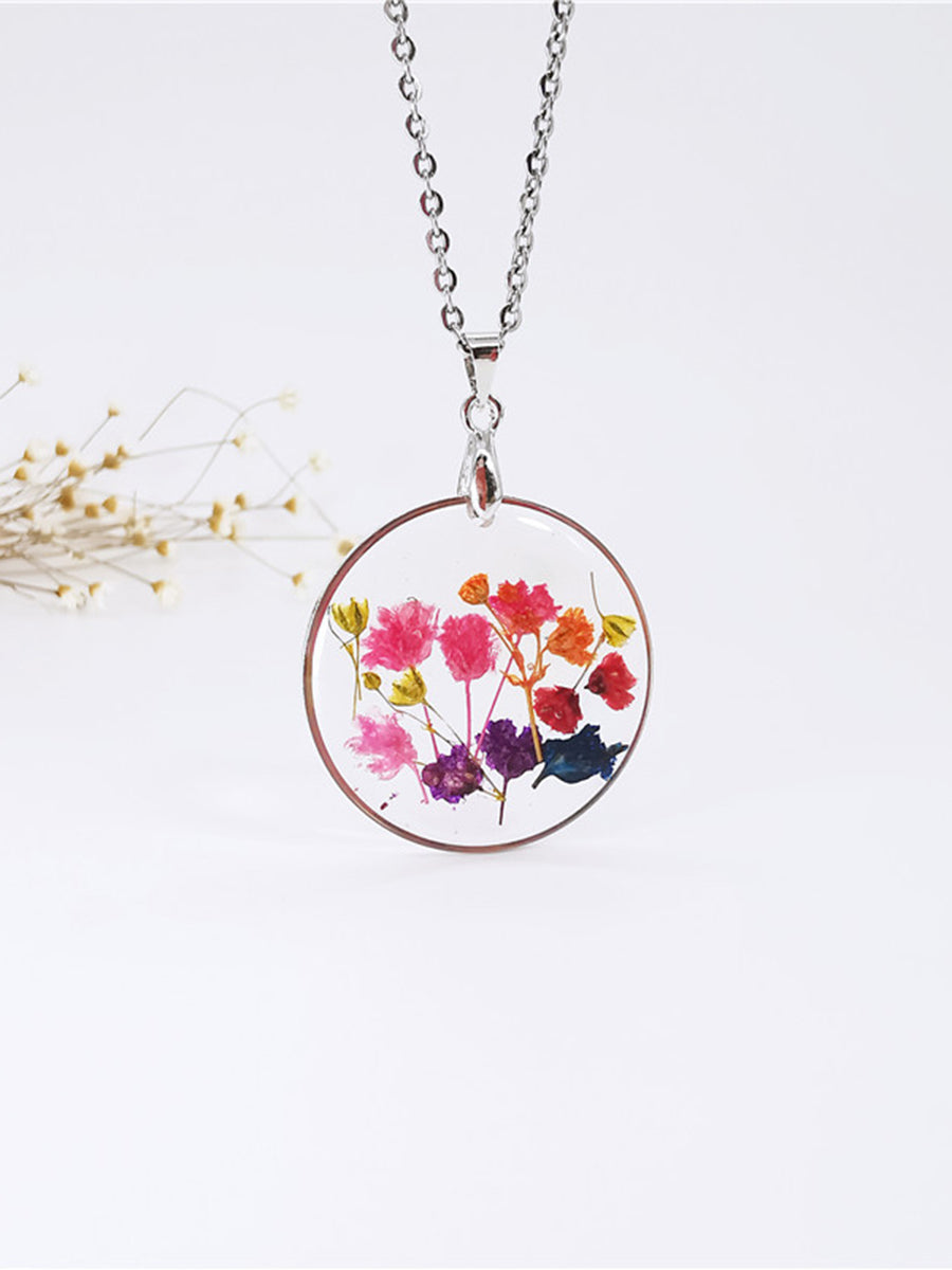 Flower Resin Necklace - Rainbow Garden Begonia Blossom Jasmine's Boutique Australia