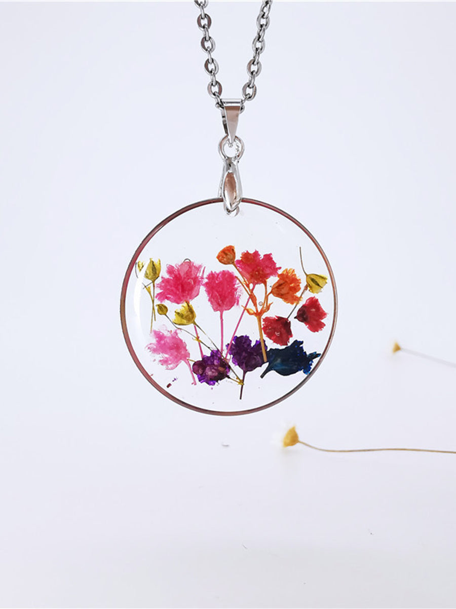 Flower Resin Necklace - Rainbow Garden Begonia Blossom Jasmine's Boutique Australia