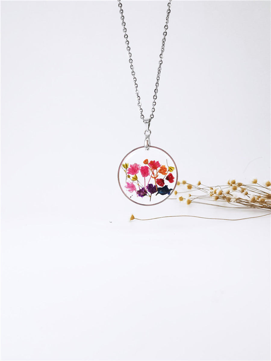 Flower Resin Necklace - Rainbow Garden Begonia Blossom Jasmine's Boutique Australia