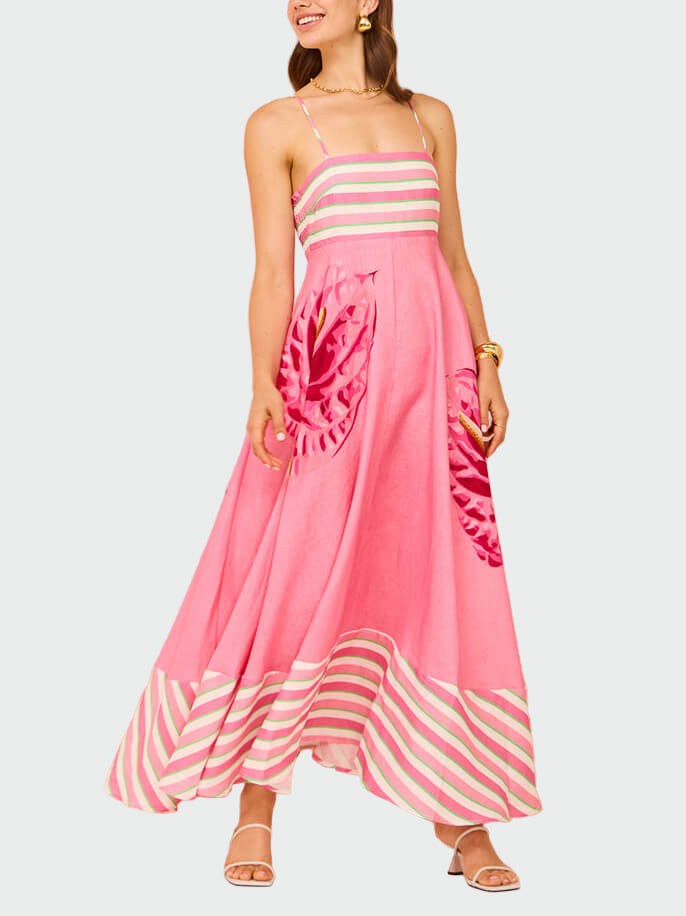 Floral Print Dress with Striped Suspenders Jasmine's Boutique Australia