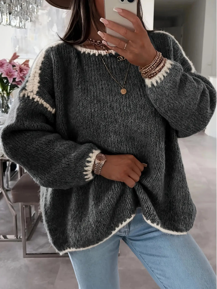 Soft Contrast Trim Chunky Knit Sweater Jasmine's Boutique Australia