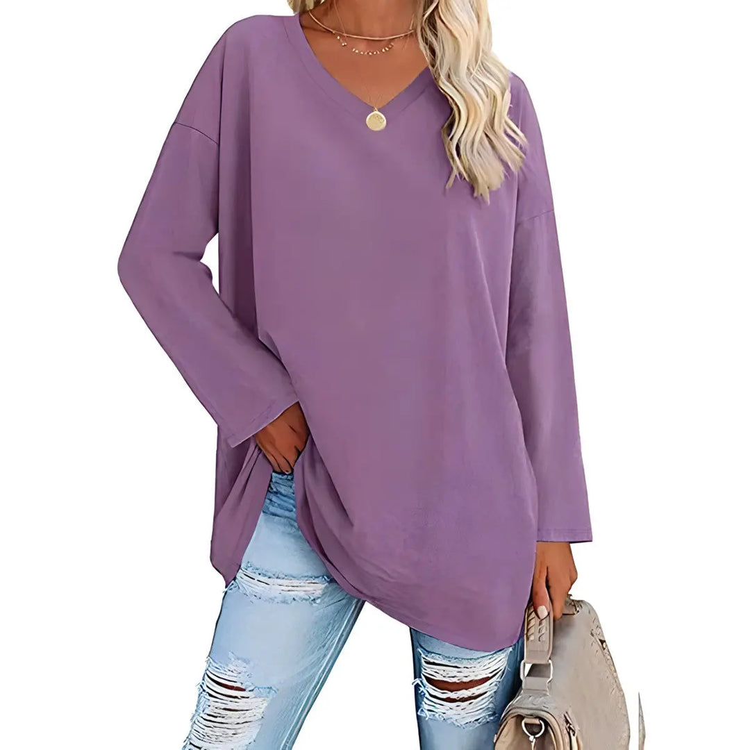 Relaxed V-Neck Long Sleeve Top Jasmine's Boutique Australia