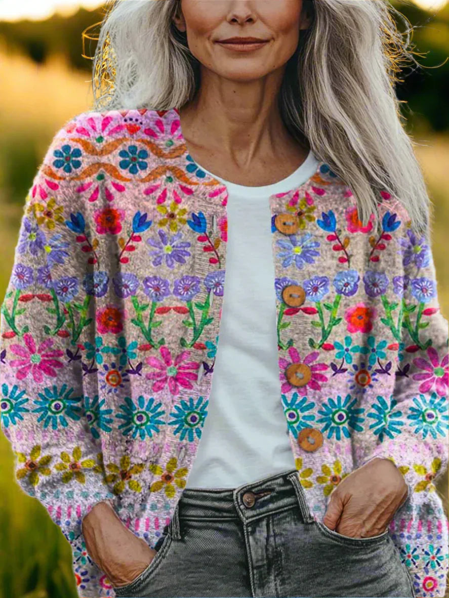 Freya | Patchwork Cardigan  Liora Lane Boutique Cardigan Pink / UK 20-22 (3XL) 39.95