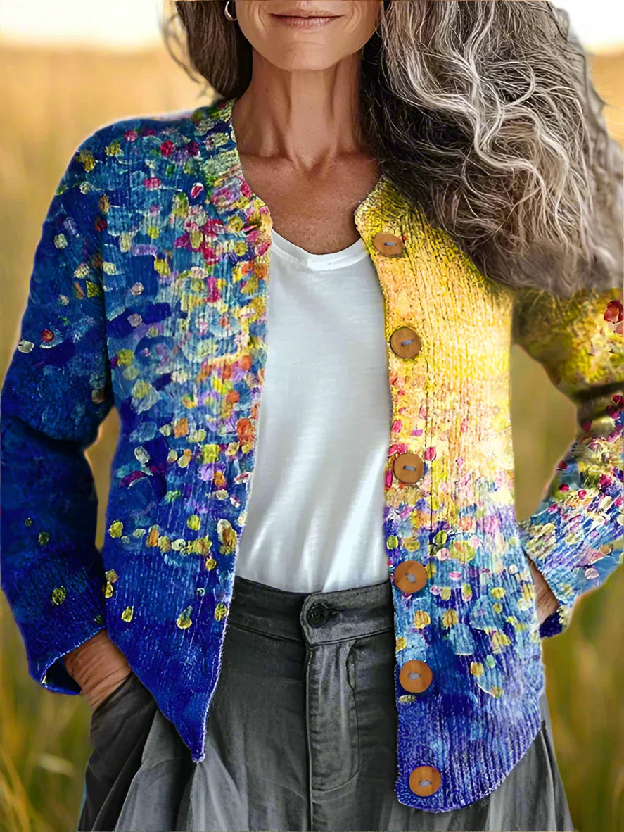 Freya | Patchwork Cardigan  Liora Lane Boutique Cardigan Blue / UK 20-22 (3XL) 39.95