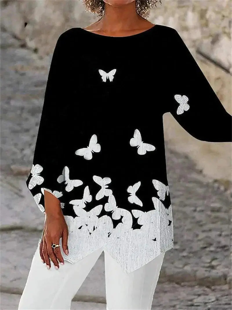 Monochrome Wave Asymmetrical Top Jasmine's Boutique Australia