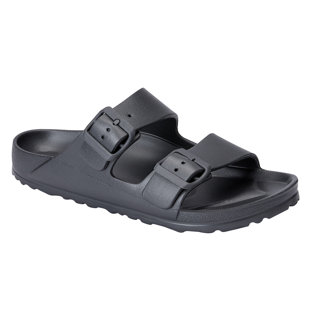 Charcoal Double Buckle Slide Sandals Jasmine's Boutique Australia