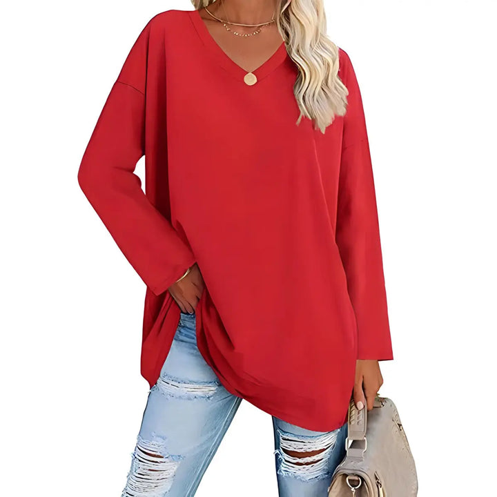 Relaxed V-Neck Long Sleeve Top Jasmine's Boutique Australia