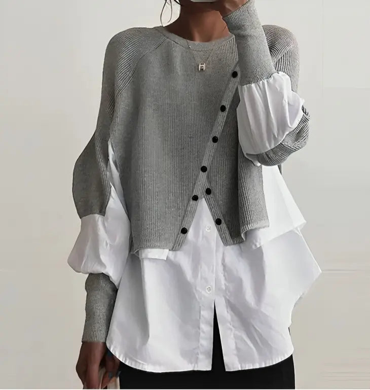 Layered Button Accent Blouse Jasmine's Boutique Australia
