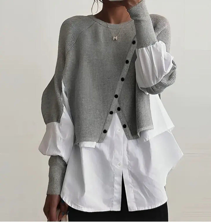 Layered Button Accent Blouse Jasmine's Boutique Australia