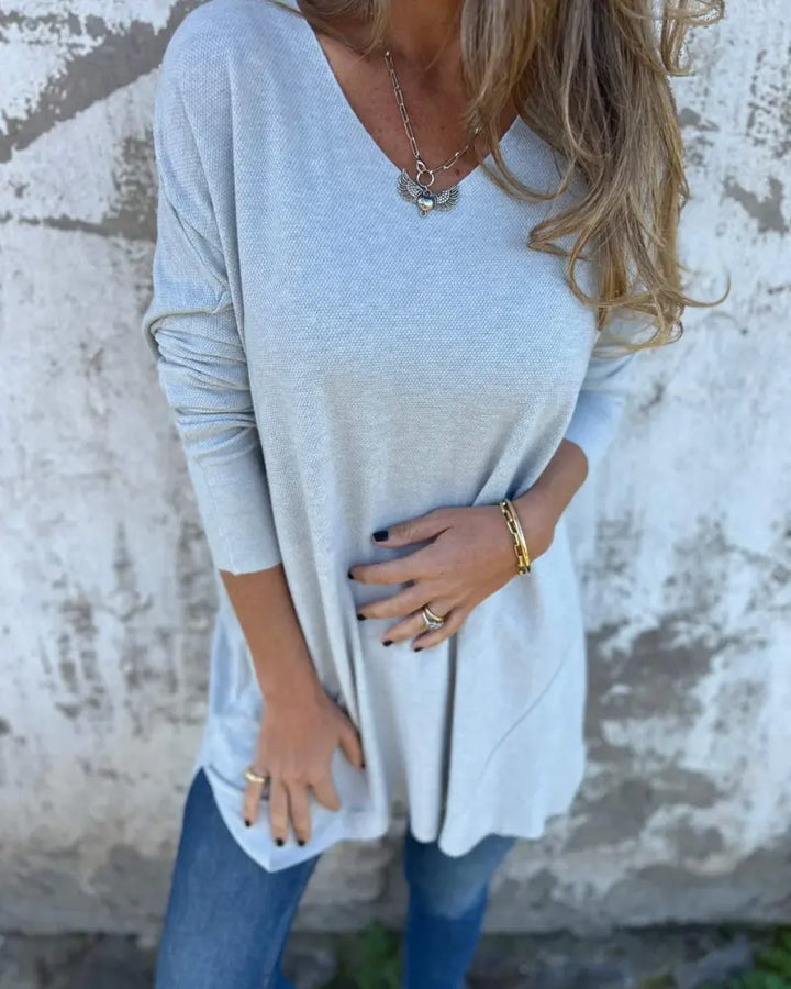 Camel Chic V-Neck Tunic Sweater Jasmine's Boutique Australia