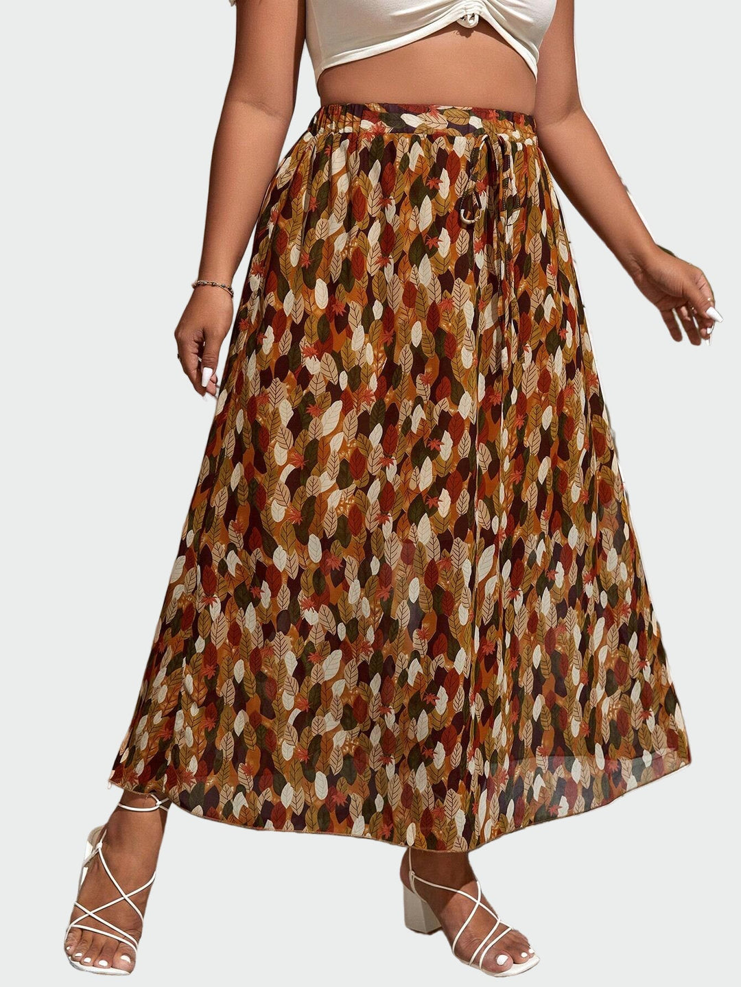 Autumn Leaf Print Midi Skirt Jasmine's Boutique Australia