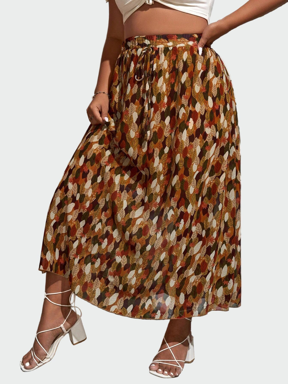 Autumn Leaf Print Midi Skirt Jasmine's Boutique Australia