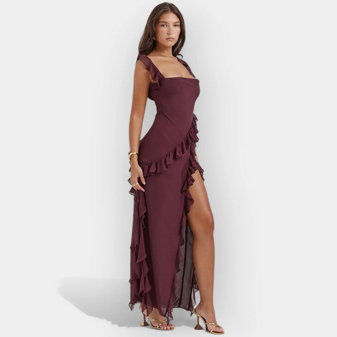 Dress with Slit and Ruffled Details Jasmine's Boutique Australia