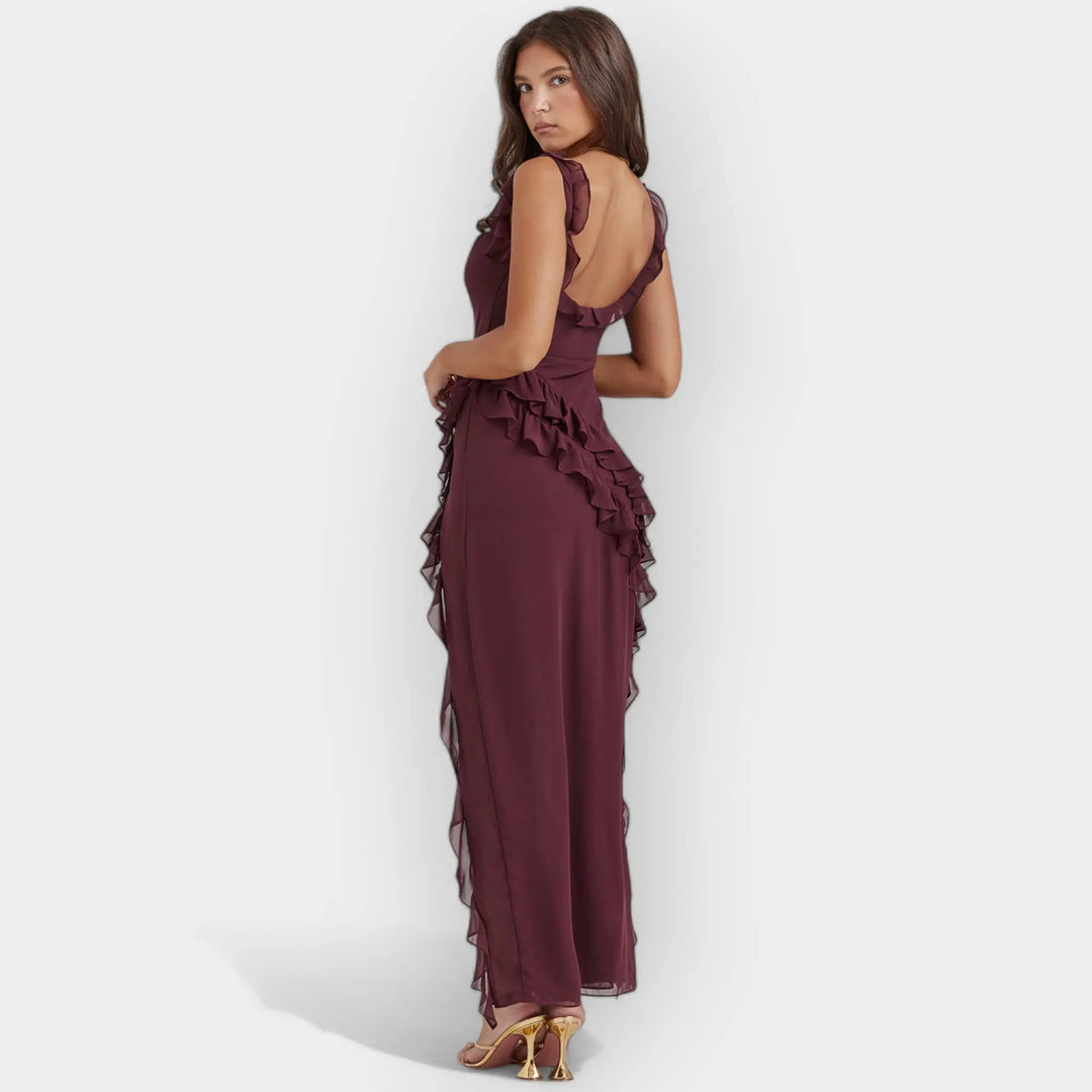 Dress with Slit and Ruffled Details Jasmine's Boutique Australia