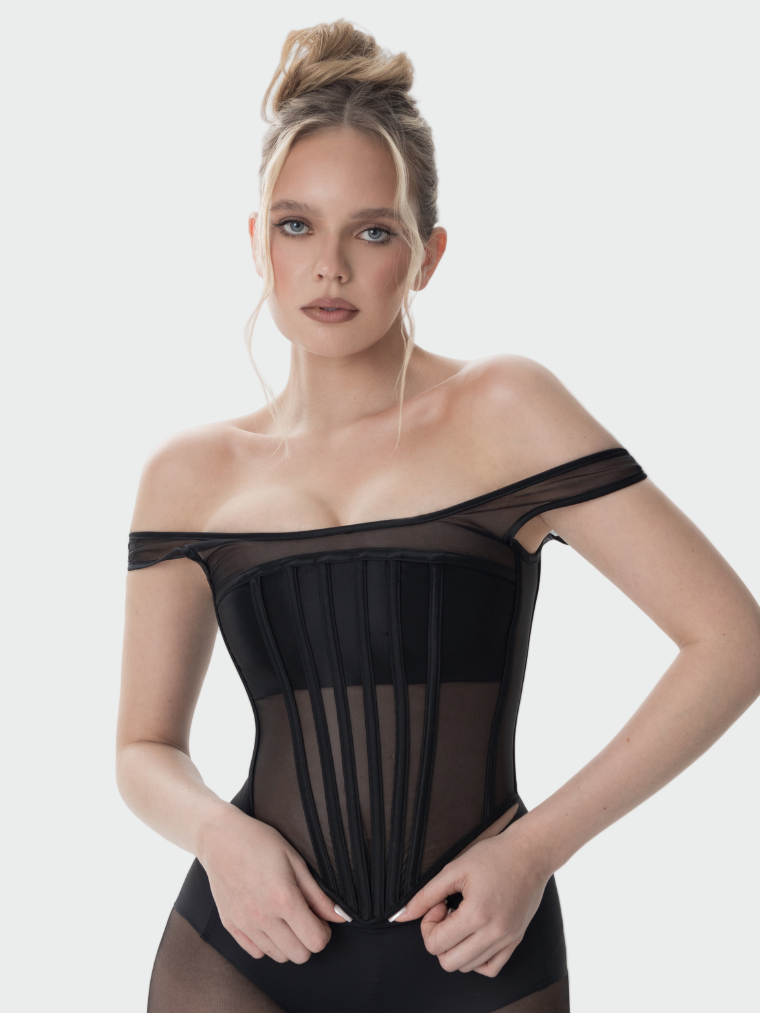 Celeste White Mesh Corset Top Jasmine's Boutique Australia