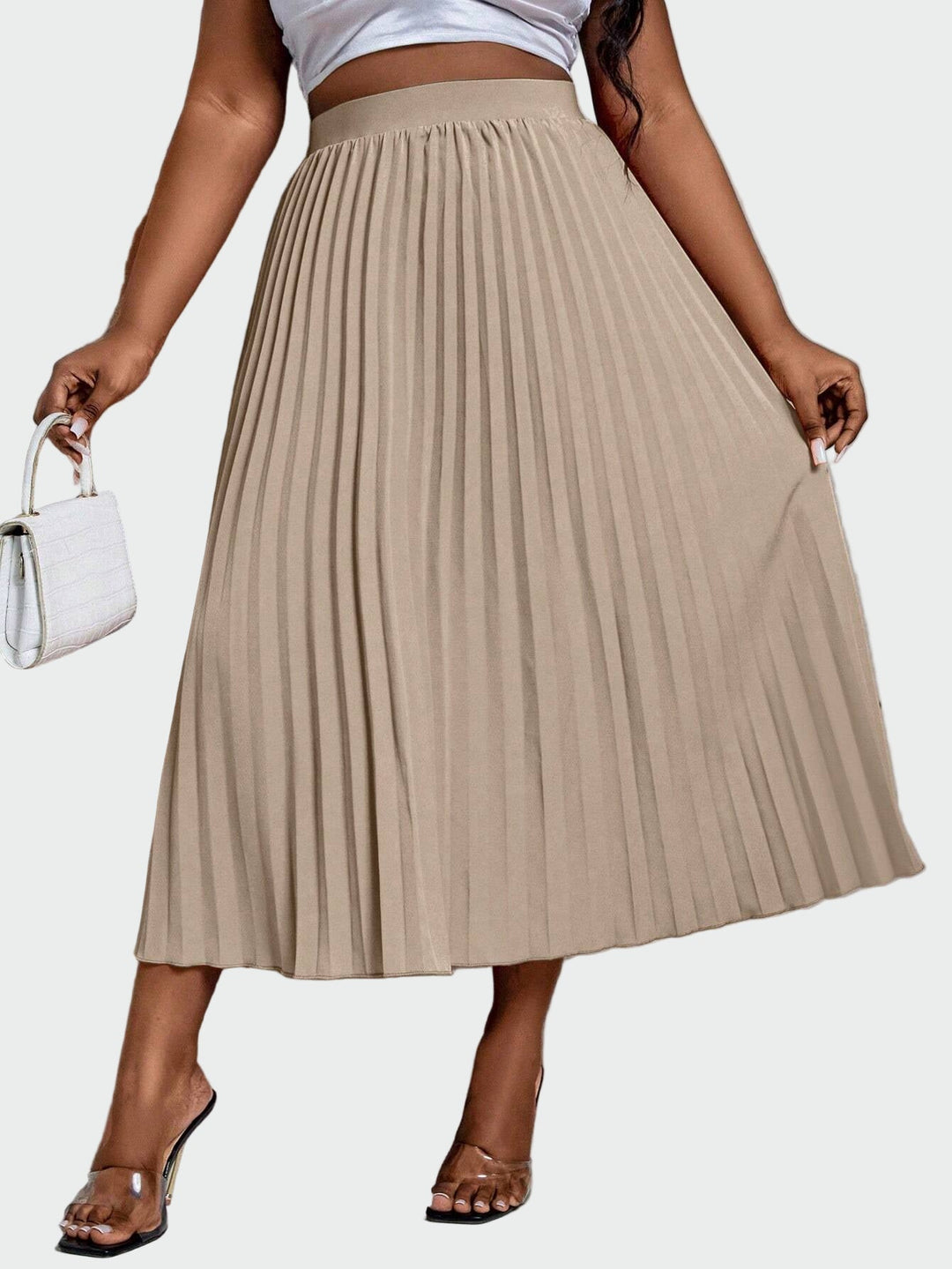 Elegant Pleated Beige Midi Skirt Jasmine's Boutique Australia