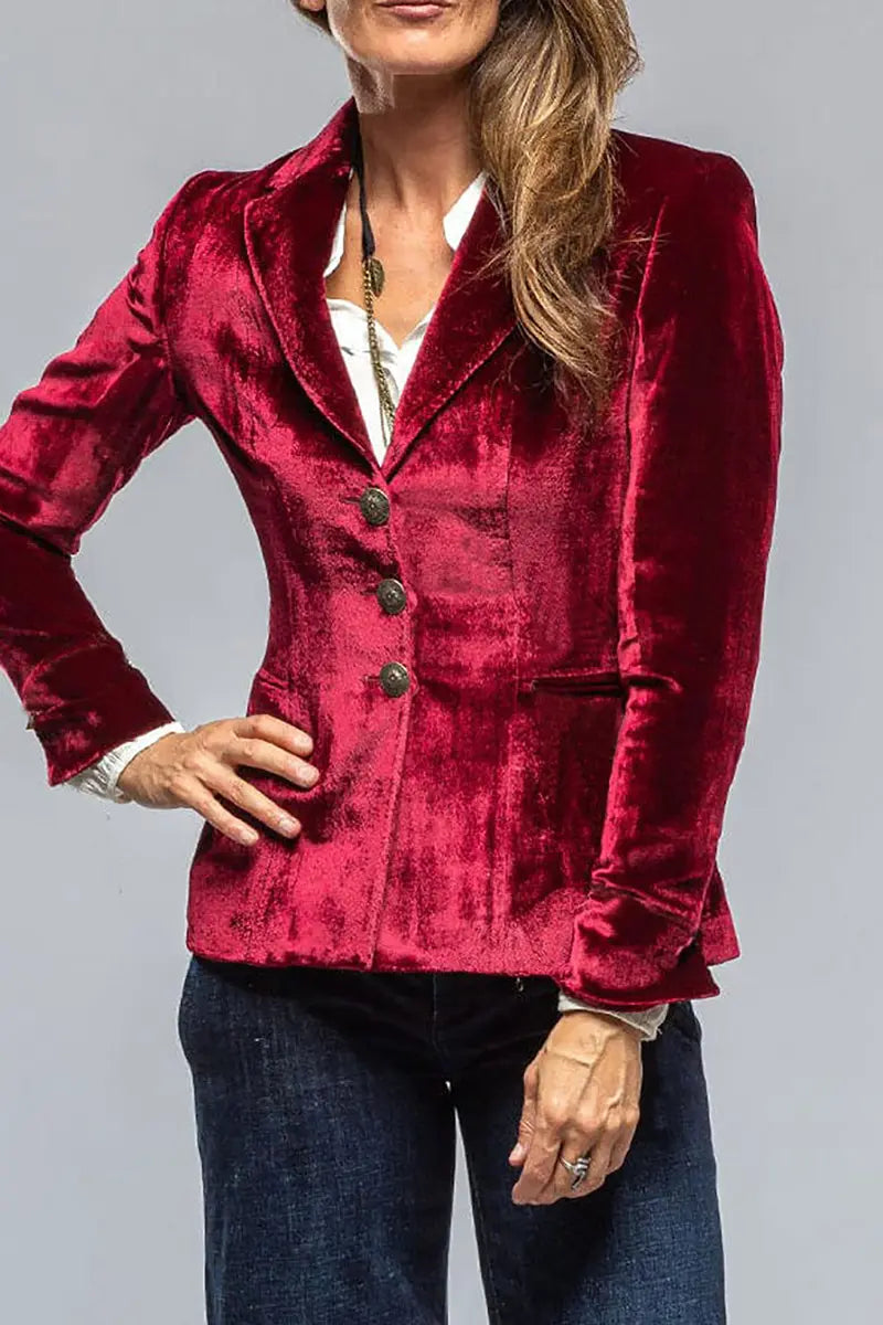 Crimson Velvet Tailored Blazer Jasmine's Boutique Australia
