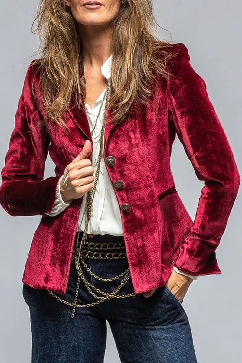Crimson Velvet Tailored Blazer Jasmine's Boutique Australia