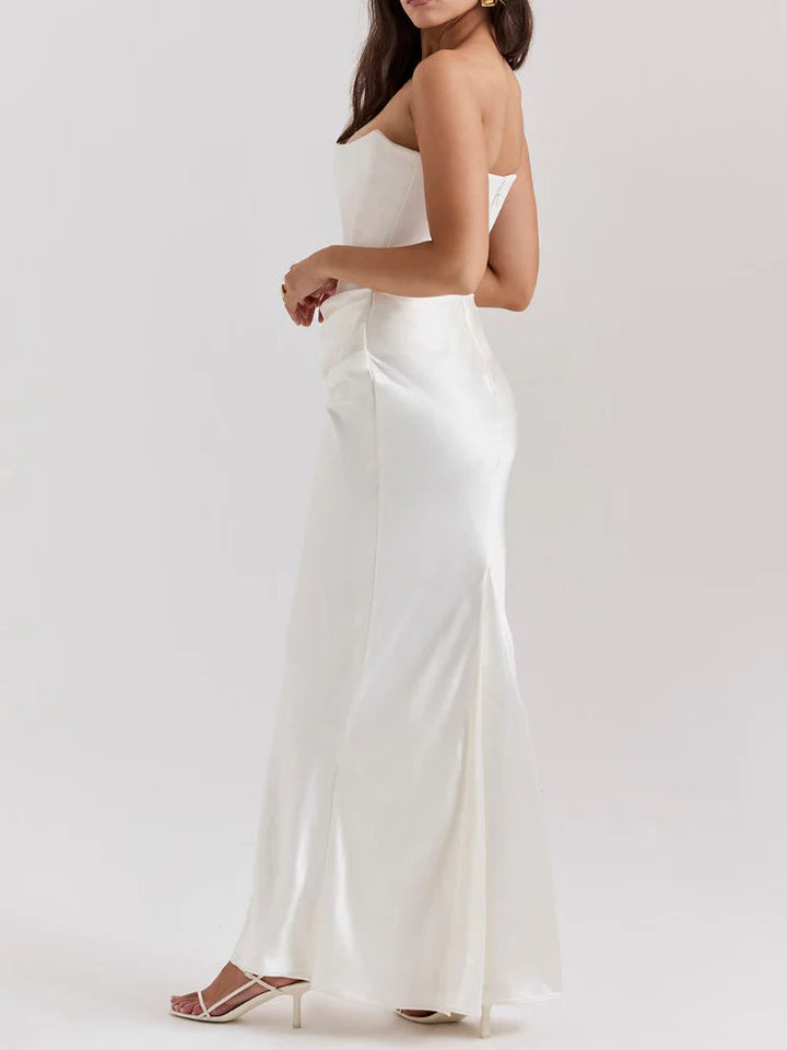 Selviana™ | Ivory Strapless Corset Dress Jasmine's Boutique Australia