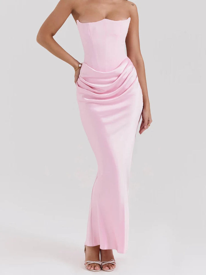 Avelina™ | Pink Strapless Bustier Maxi Dress Jasmine's Boutique Australia