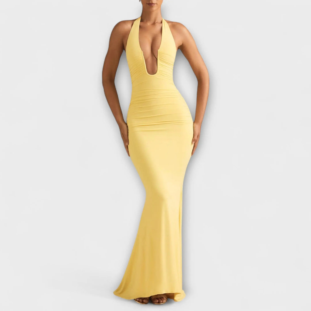 Elegant gala dress with an open back and stunning neckline Jasmine's Boutique Australia