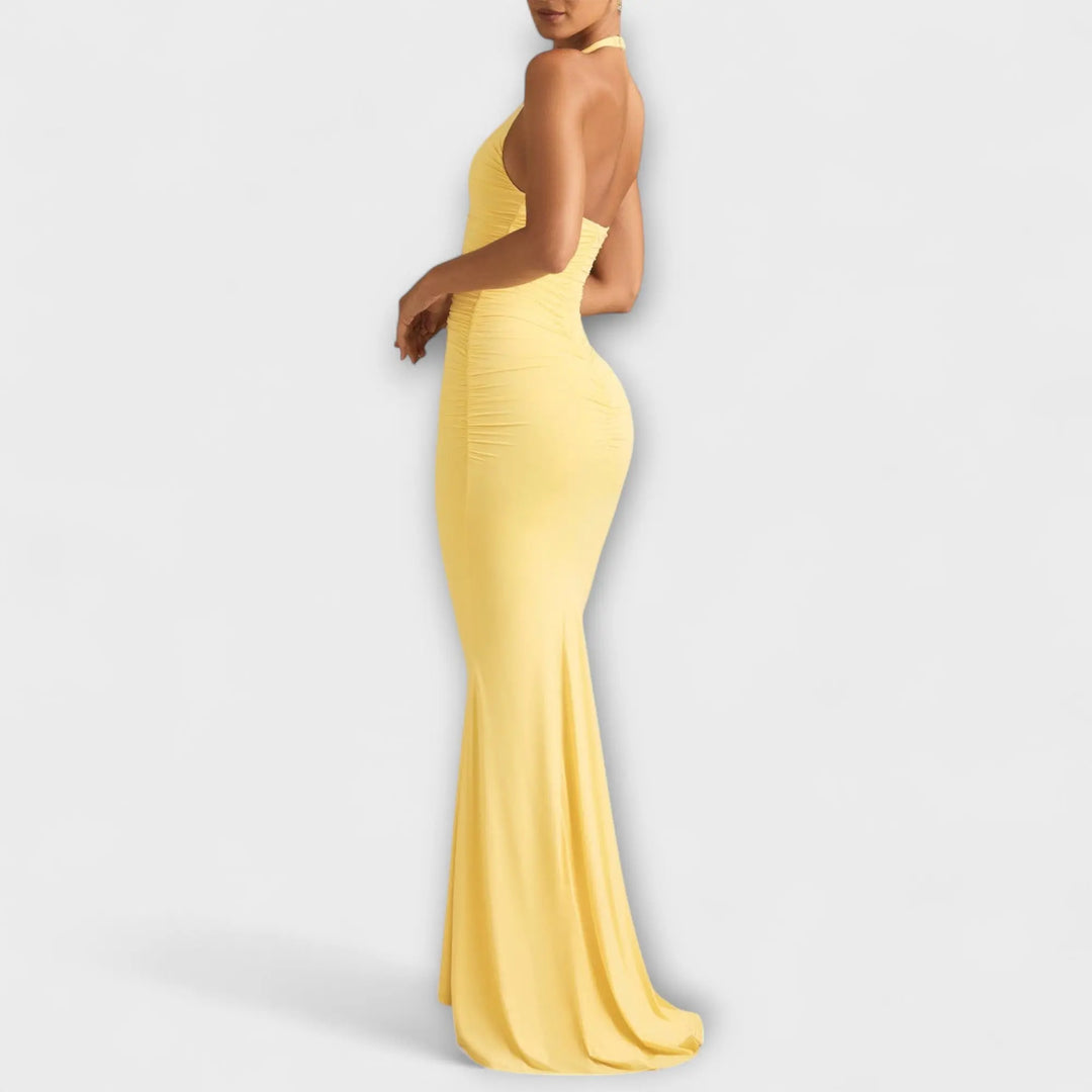 Elegant gala dress with an open back and stunning neckline Jasmine's Boutique Australia