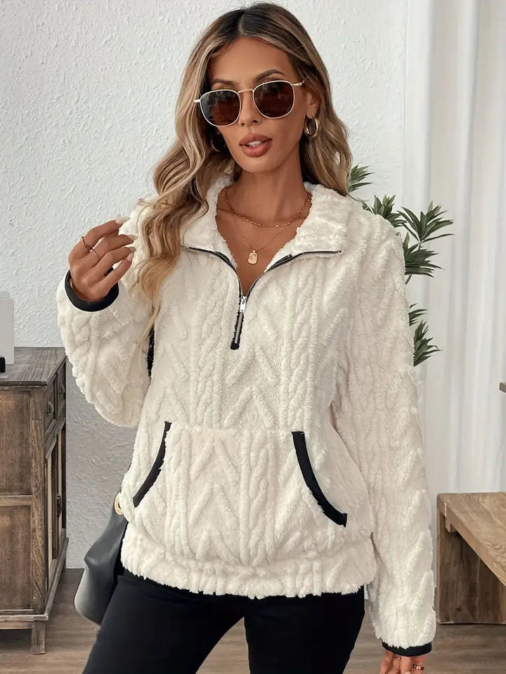 Claire | Fleece Pullover  Liora Lane Boutique Sweatshirt UK 20-22 (3XL) / White 34.95