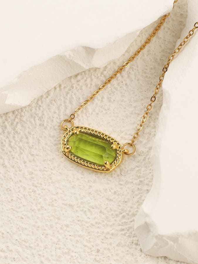 Oval Birthstone Pendant Necklace Jasmine's Boutique Australia