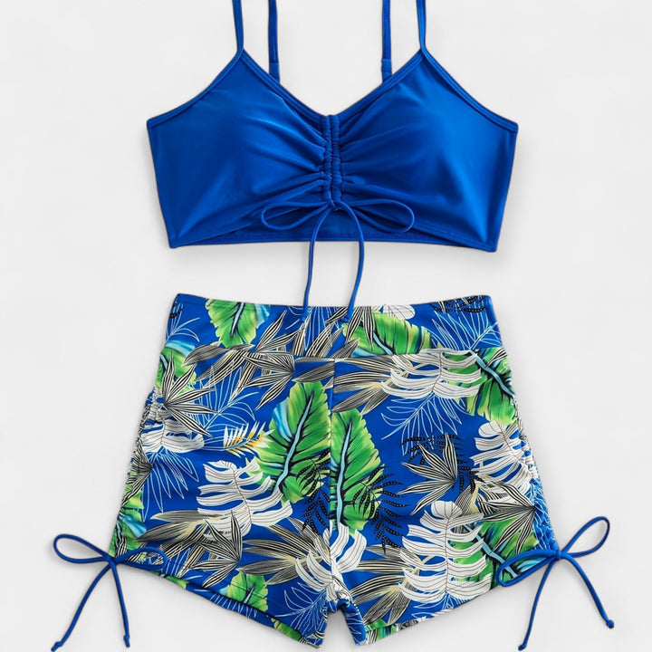 High-Waisted Bikini with Tropical Print and Straps Jasmine's Boutique Australia
