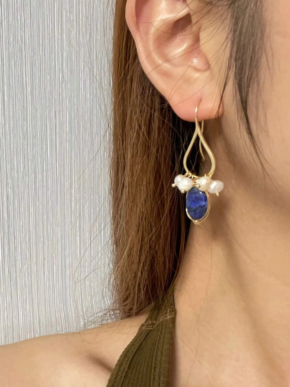 High-end Baroque Pearl Earrings Lapis Lazuli Jasmine's Boutique Australia
