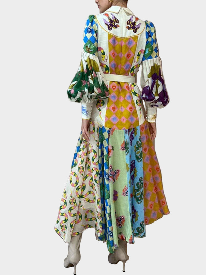 Graffiti Balloon Sleeve Irregular Dress Jasmine's Boutique Australia