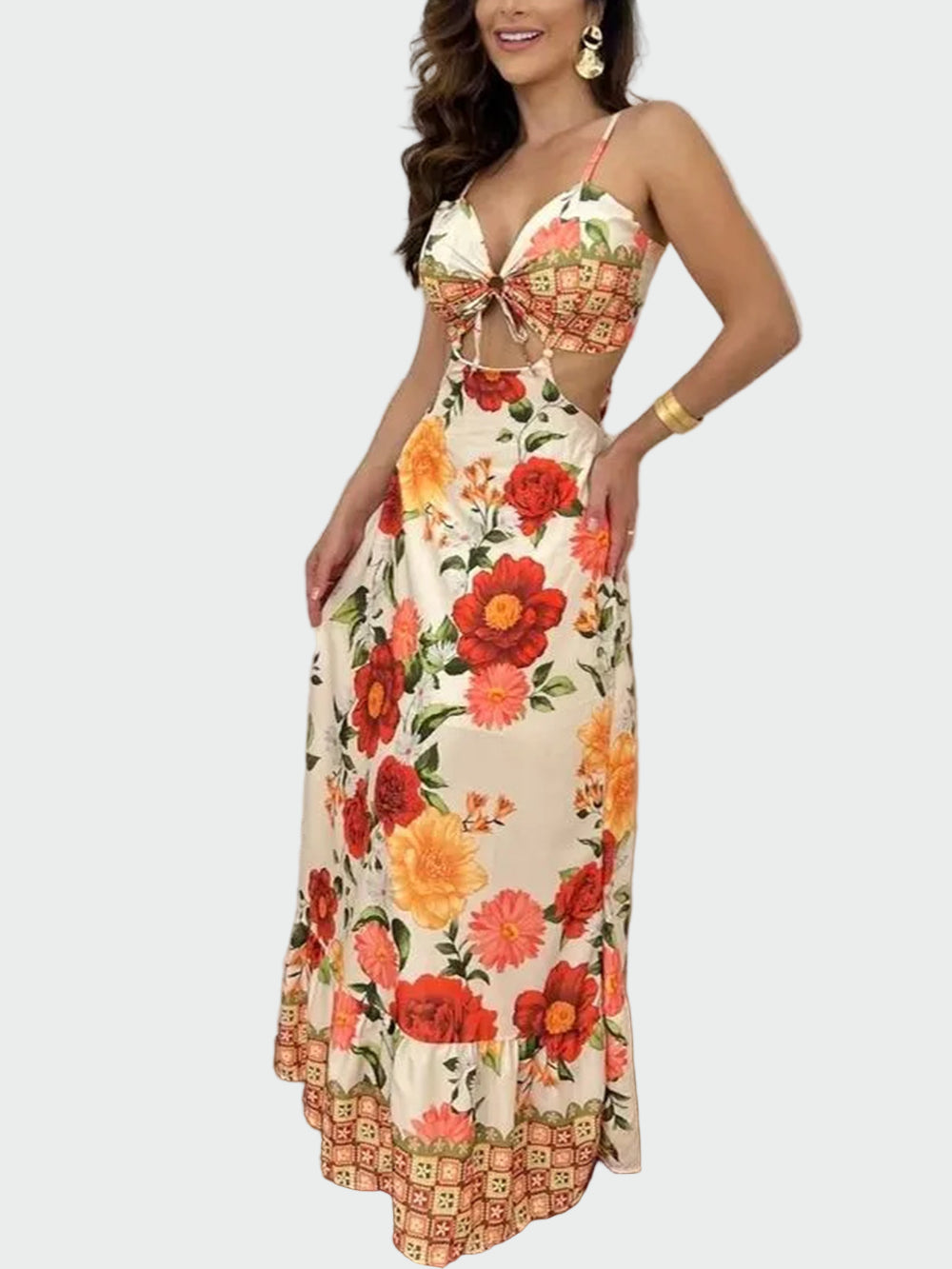Hollow Backless Print Dress Jasmine's Boutique Australia