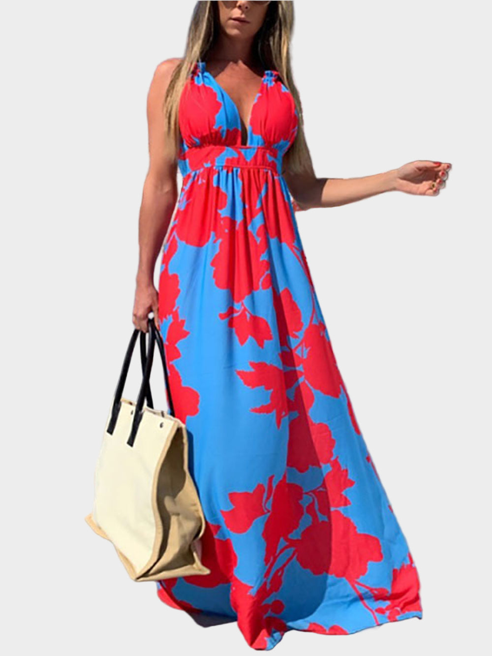 Sleeveless Boho Print V Neck Maxi Dress Jasmine's Boutique Australia