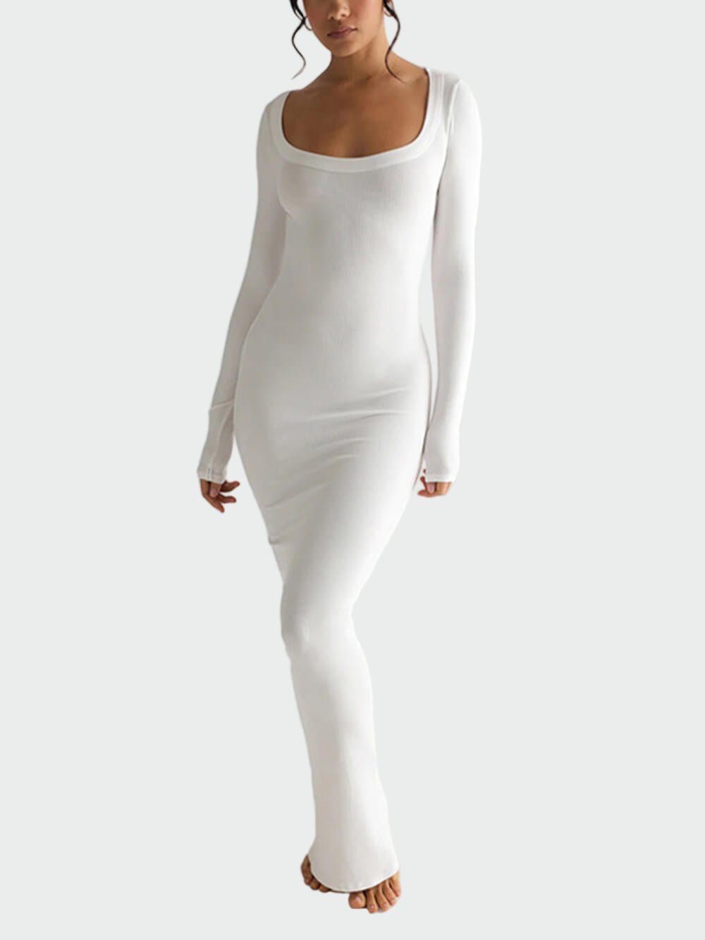Solid Square Neck Long Sleeve Maxi Dress Jasmine's Boutique Australia