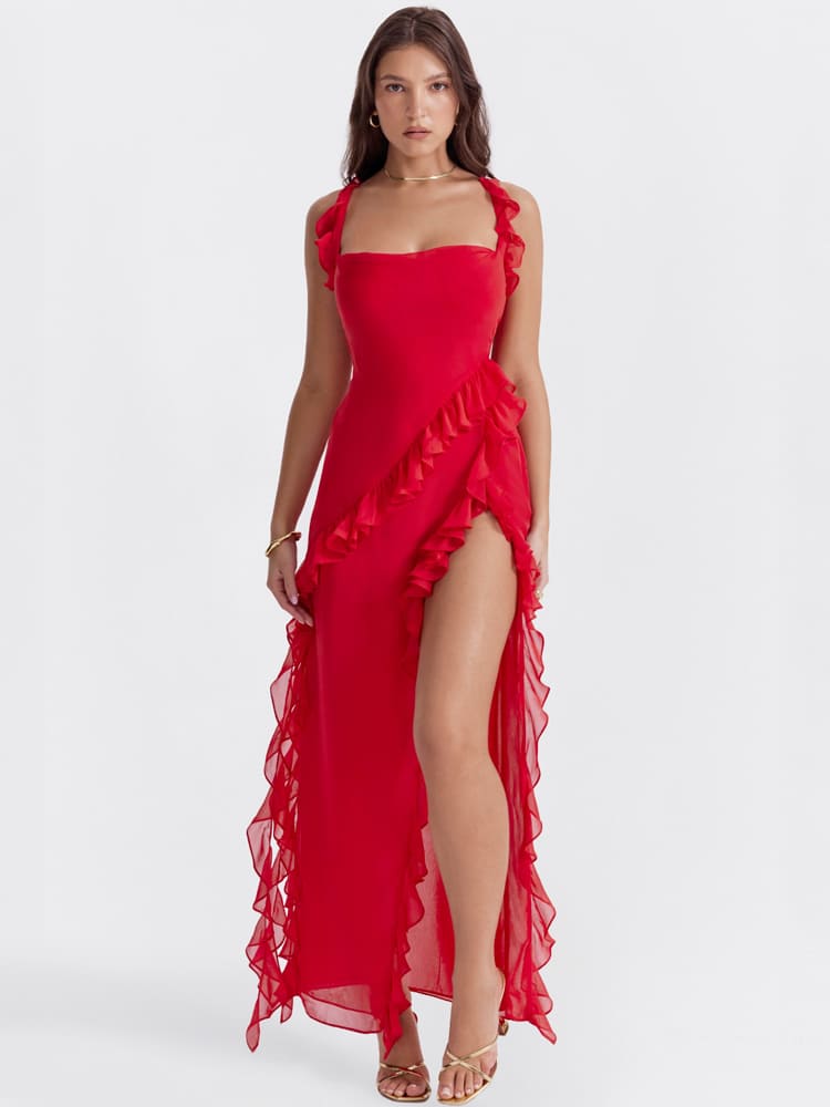 Red Ruffled Slip Dress Jasmine's Boutique Australia