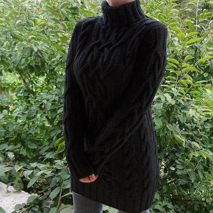 Midnight Cable Knit Turtleneck Dress Jasmine's Boutique Australia