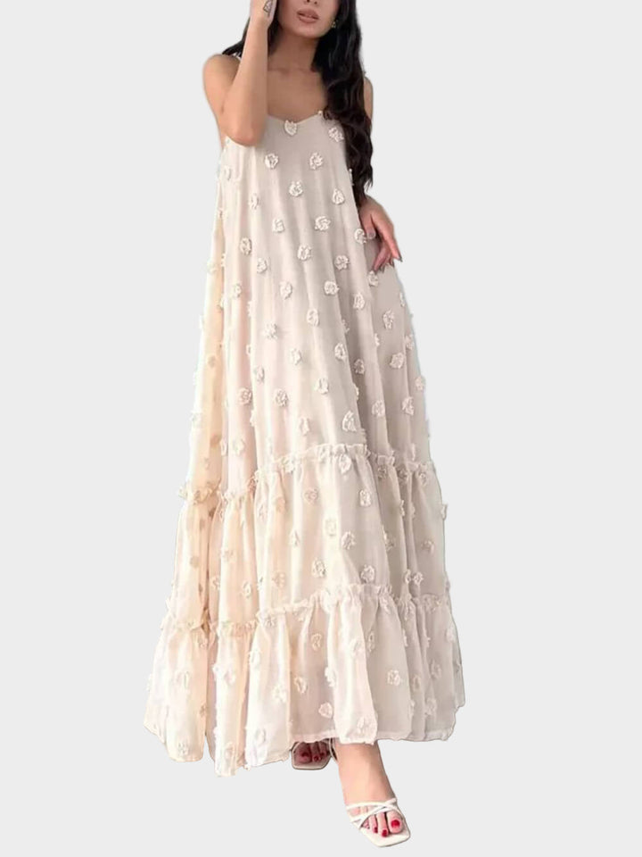 Pretty Flower Decor Loose Maxi Dress A-Line Layered Jasmine's Boutique Australia