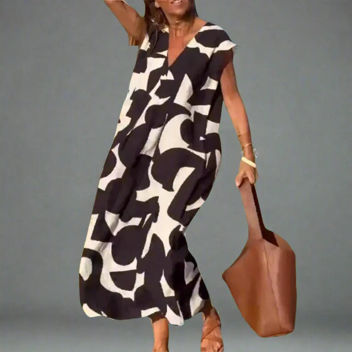 V-Neck Dress with Fabric Print Jasmine's Boutique Australia