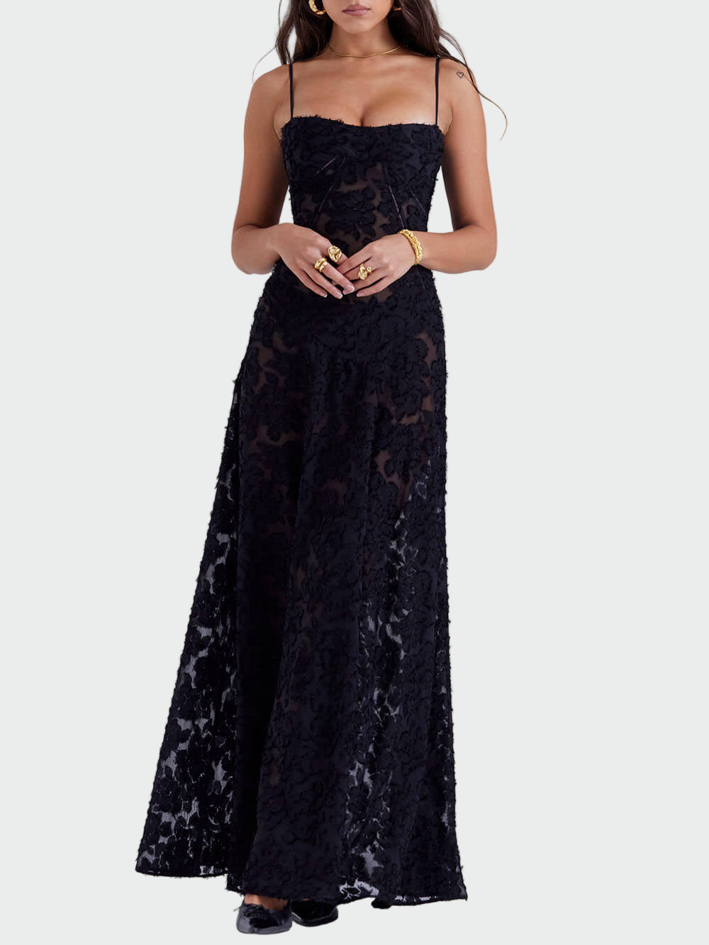 Black Floral Lace Back Maxi Dress* Jasmine's Boutique Australia