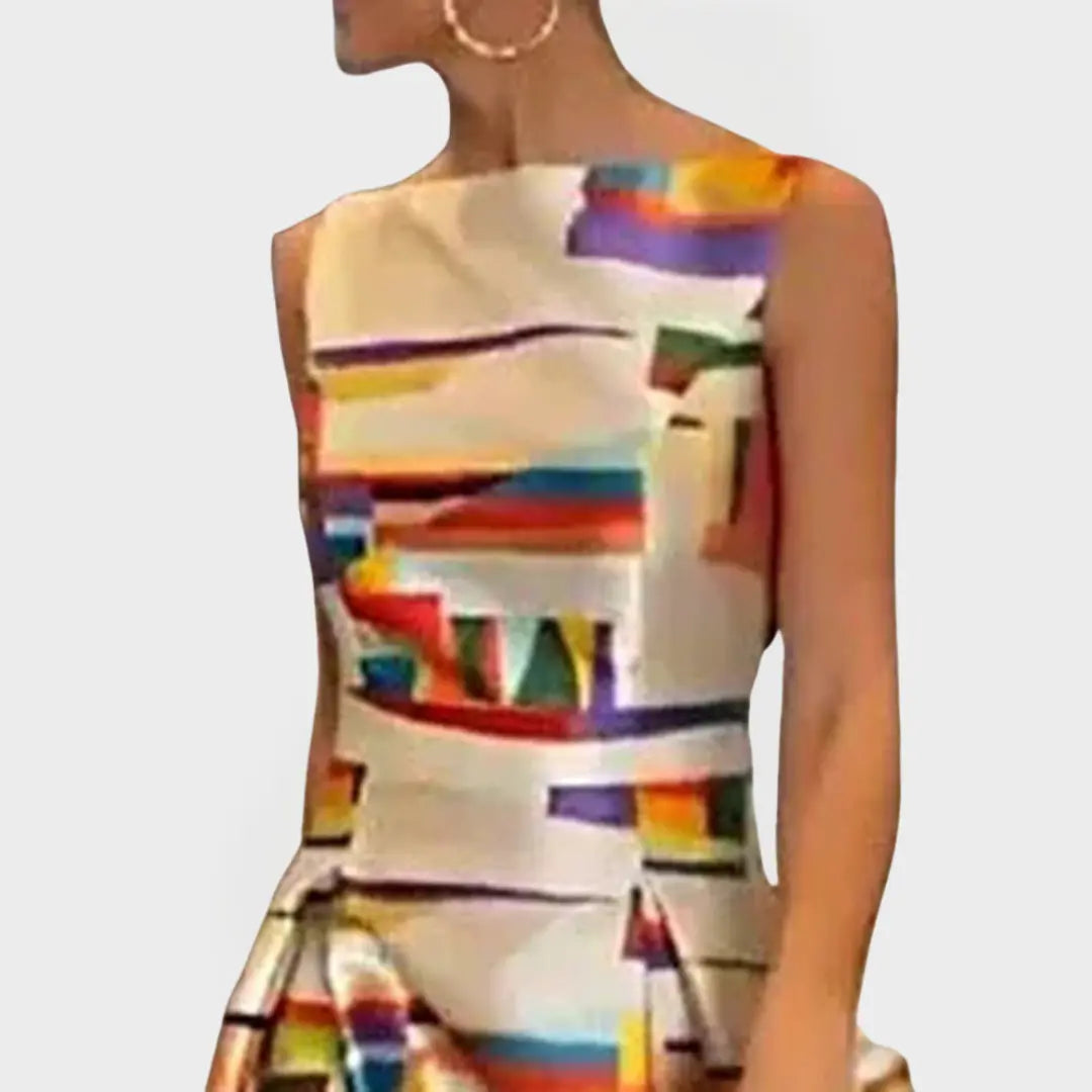 Long Dress with Geometric Patterns and Modern Line Jasmine's Boutique Australia