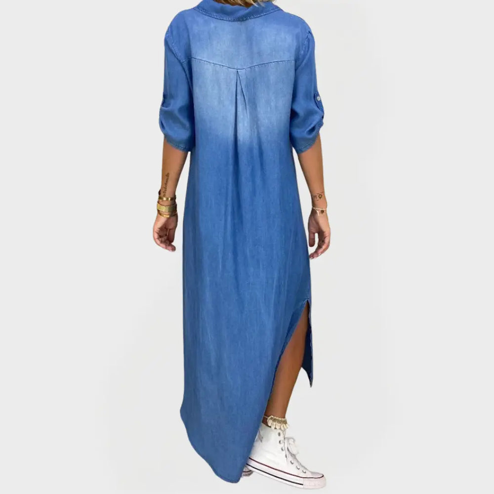 Long Denim Dress with Side Slits Jasmine's Boutique Australia