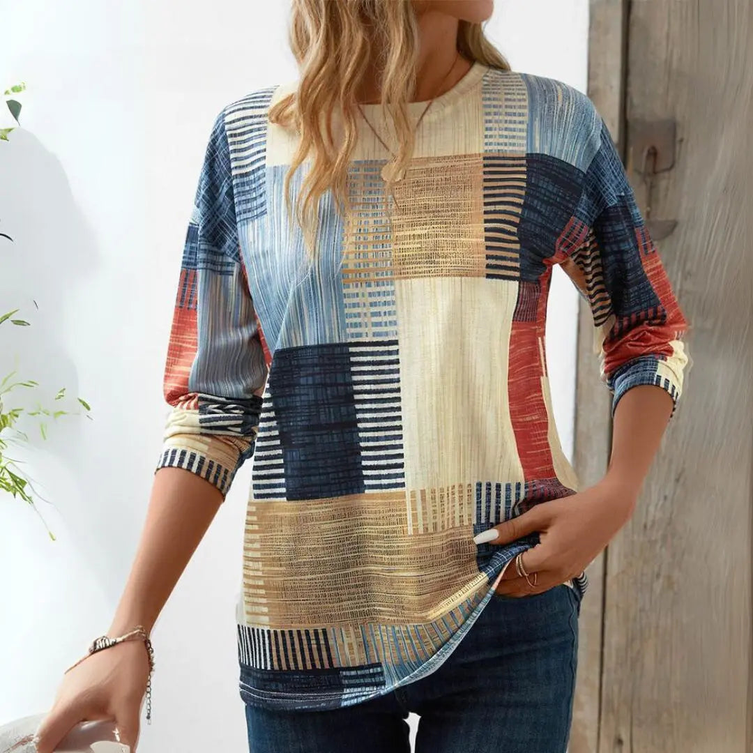 Geometric Patchwork Casual Top Jasmine's Boutique Australia